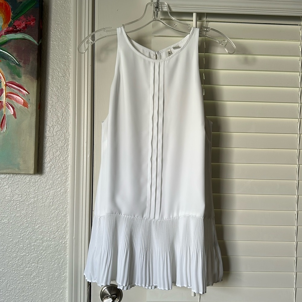 Cato White Pleated Tank Top